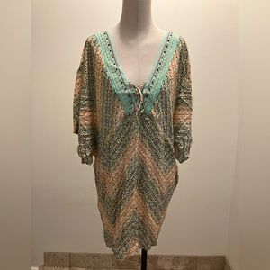 Brand new Multicolor V-Neck w/ tie Swimsuit Coverup L